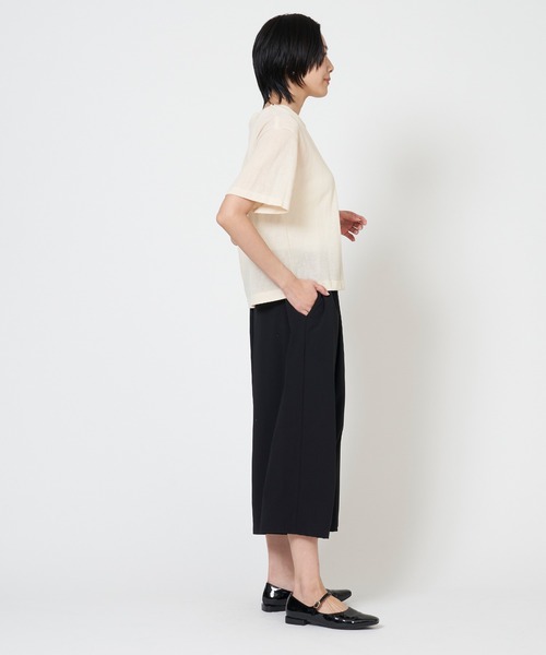 THE SHINZONE(ザ シンゾーン)の「SHEER GAUZE HALF SLEEVE TEE シアー ガーゼ ハーフ スリーブ Tシャツ(Tシャツ/カットソー・レディース・キナリ/グリーン/ブラック・FREE)」の7枚目の写真