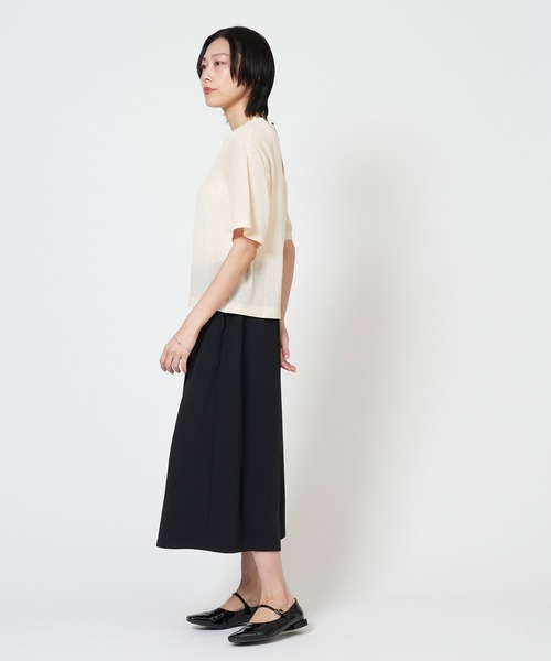 THE SHINZONE(ザ シンゾーン)の「SHEER GAUZE HALF SLEEVE TEE シアー ガーゼ ハーフ スリーブ Tシャツ(Tシャツ/カットソー・レディース・キナリ/グリーン/ブラック・FREE)」の5枚目の写真