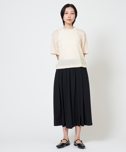 THE SHINZONE(ザ シンゾーン)の「SHEER GAUZE HALF SLEEVE TEE シアー ガーゼ ハーフ スリーブ Tシャツ(Tシャツ/カットソー・レディース・キナリ/グリーン/ブラック・FREE)」の8枚目の写真
