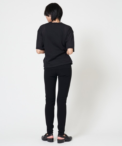 THE SHINZONE(ザ シンゾーン)の「SHEER GAUZE HALF SLEEVE TEE シアー ガーゼ ハーフ スリーブ Tシャツ(Tシャツ/カットソー・レディース・キナリ/グリーン/ブラック・FREE)」の12枚目の写真