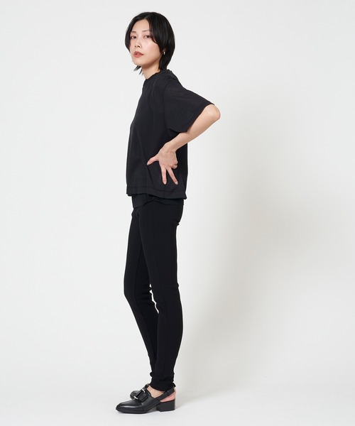 THE SHINZONE(ザ シンゾーン)の「SHEER GAUZE HALF SLEEVE TEE シアー ガーゼ ハーフ スリーブ Tシャツ(Tシャツ/カットソー・レディース・キナリ/グリーン/ブラック・FREE)」の11枚目の写真