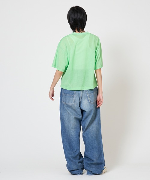 THE SHINZONE(ザ シンゾーン)の「SHEER GAUZE HALF SLEEVE TEE シアー ガーゼ ハーフ スリーブ Tシャツ(Tシャツ/カットソー・レディース・キナリ/グリーン/ブラック・FREE)」の18枚目の写真
