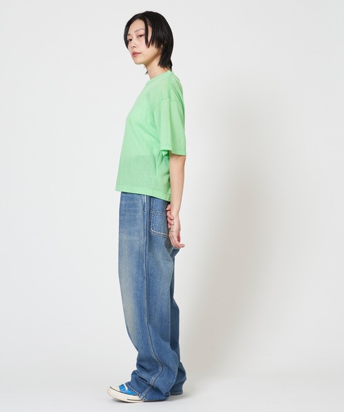 THE SHINZONE(ザ シンゾーン)の「SHEER GAUZE HALF SLEEVE TEE シアー ガーゼ ハーフ スリーブ Tシャツ(Tシャツ/カットソー・レディース・キナリ/グリーン/ブラック・FREE)」の17枚目の写真