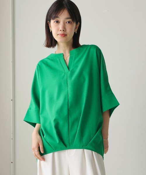 Bou Jeloud(ブージュルード)の「麻ライクキーネックタックスリーブブラウス(シャツ/ブラウス・レディース・ブラック/グリーン/イエロー/ベージュ・FREE)」の20枚目の写真