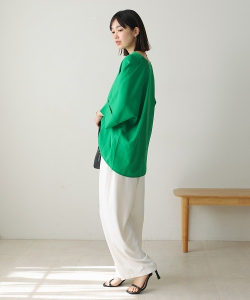 Bou Jeloud(ブージュルード)の「麻ライクキーネックタックスリーブブラウス(シャツ/ブラウス・レディース・ブラック/グリーン/イエロー/ベージュ・FREE)」の16枚目の写真