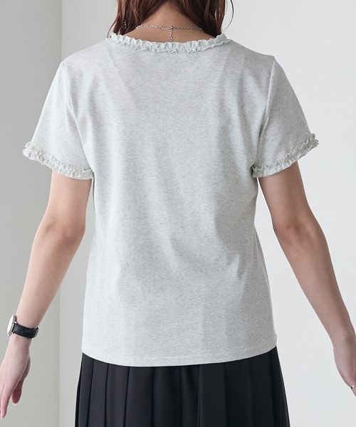 BONLECILL(ボンルシール)の「フリルTEE(Tシャツ/カットソー・レディース・オフホワイト/ブラック/ネイビー/オートミール・FREE)」の8枚目の写真