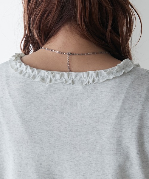 BONLECILL(ボンルシール)の「フリルTEE(Tシャツ/カットソー・レディース・オフホワイト/ブラック/ネイビー/オートミール・FREE)」の9枚目の写真