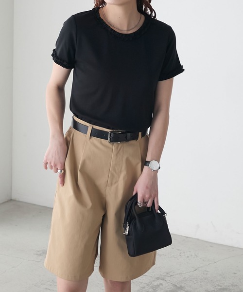 BONLECILL(ボンルシール)の「フリルTEE(Tシャツ/カットソー・レディース・オフホワイト/ブラック/ネイビー/オートミール・FREE)」の20枚目の写真