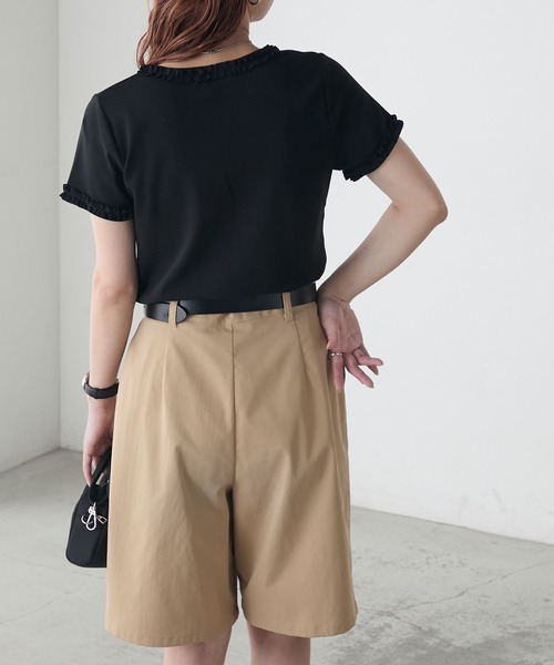 BONLECILL(ボンルシール)の「フリルTEE(Tシャツ/カットソー・レディース・オフホワイト/ブラック/ネイビー/オートミール・FREE)」の22枚目の写真
