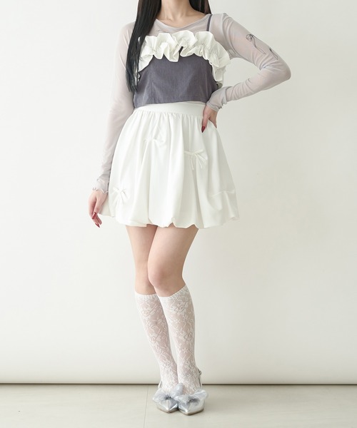 Ambre Neige（アンブルネージュ）の「bi-color frill bustier / 配色フリルビスチェ（Tシャツ/カットソー・レディース・グレー/ライトブラウン・FREE）」の5枚目の写真
