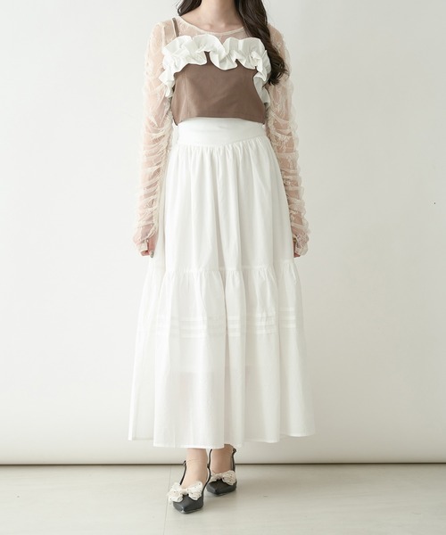 Ambre Neige（アンブルネージュ）の「bi-color frill bustier / 配色フリルビスチェ（Tシャツ/カットソー・レディース・グレー/ライトブラウン・FREE）」の10枚目の写真