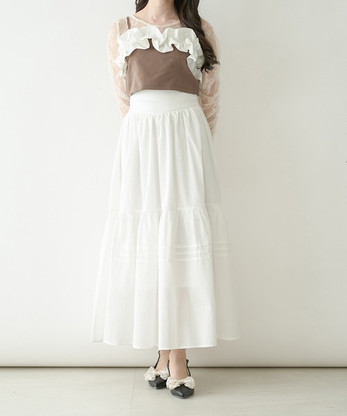 Ambre Neige（アンブルネージュ）の「bi-color frill bustier / 配色フリルビスチェ（Tシャツ/カットソー・レディース・グレー/ライトブラウン・FREE）」の11枚目の写真