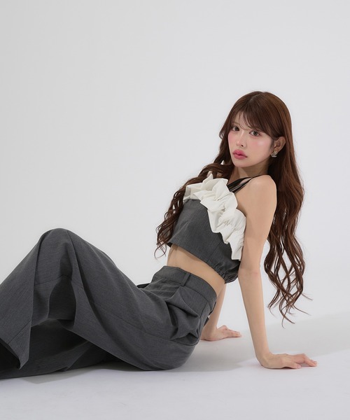 Ambre Neige（アンブルネージュ）の「bi-color frill bustier / 配色フリルビスチェ（Tシャツ/カットソー・レディース・グレー/ライトブラウン・FREE）」の13枚目の写真