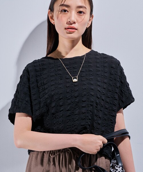 tシャツ 「洗える／凹凸素材／UVケア」コンパクトトップス レディース セール】【洗える／凹凸素材／UVケア】コンパクトトップス（T