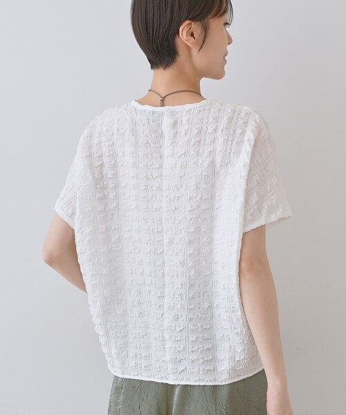 tシャツ 「洗える／凹凸素材／UVケア」コンパクトトップス レディース セール】【洗える／凹凸素材／UVケア】コンパクトトップス（T