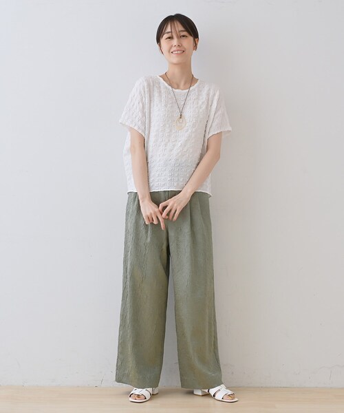 タグ付き✨洗える UVケア インディヴィ セットアップ 大きいサイズ 19号 セール】【洗える／凹凸素材／UVケア】コンパクトトップス（T