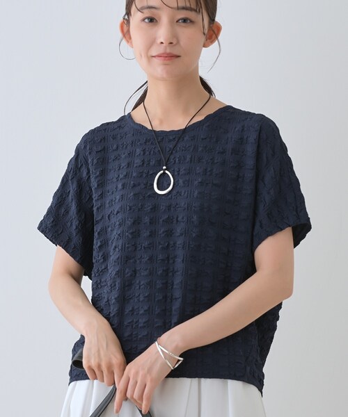tシャツ 「洗える／凹凸素材／UVケア」コンパクトトップス レディース 洗える／凹凸素材／UVケア】コンパクトトップス（カットソー