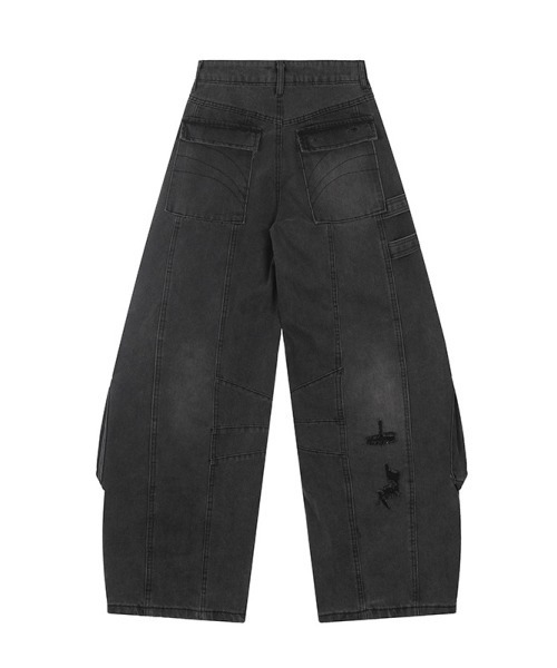 mushwear（マッシュウェア）の「ダメージ加工オーバーサイズカーゴデニムパンツ（デニムパンツ・メンズ・ブルー/ブラック・X-LARGE/LARGE/SMALL/MEDIUM）」の12枚目の写真