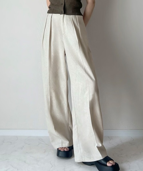wjk カジュアル スラックス travel pants リネン混