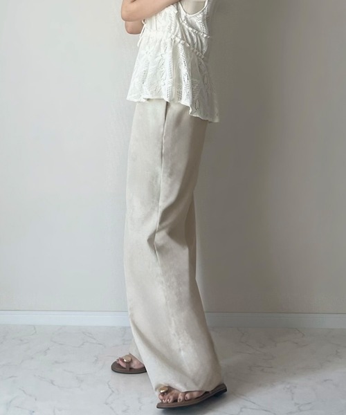 LAUIR（ラウアー）の「リネン混ツータックスラックス[高身長サイズMT/低身長サイズS有り]（スラックス・レディース・グレー/ブラック/アイボリー・SMALL/MEDIUM/LARGE/MT）」の5枚目の写真