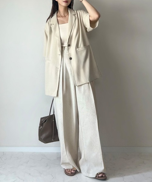 LAUIR（ラウアー）の「リネン混ツータックスラックス[高身長サイズMT/低身長サイズS有り]（スラックス・レディース・グレー/ブラック/アイボリー・SMALL/MEDIUM/LARGE/MT）」の8枚目の写真