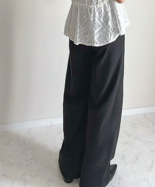 LAUIR（ラウアー）の「リネン混ツータックスラックス[高身長サイズMT/低身長サイズS有り]（スラックス・レディース・グレー/ブラック/アイボリー・SMALL/MEDIUM/LARGE/MT）」の15枚目の写真