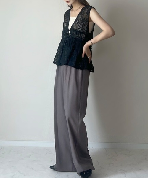 LAUIR（ラウアー）の「リネン混ツータックスラックス[高身長サイズMT/低身長サイズS有り]（スラックス・レディース・グレー/ブラック/アイボリー・SMALL/MEDIUM/LARGE/MT）」の20枚目の写真