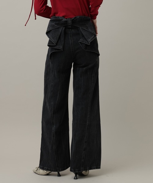 3.3 Field Trip （3.3フィールドトリップ）の「3.3 Field Trip／バックリボンデニムパンツ（デニムパンツ・レディース・ブラック/ブルー・SMALL）」の2枚目の写真