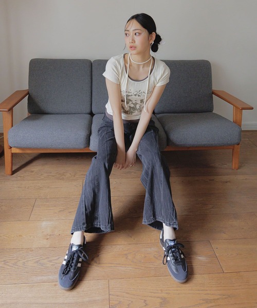 3.3 Field Trip （3.3フィールドトリップ）の「3.3 Field Trip／バックリボンデニムパンツ（デニムパンツ・レディース・ブラック/ブルー・SMALL）」の9枚目の写真