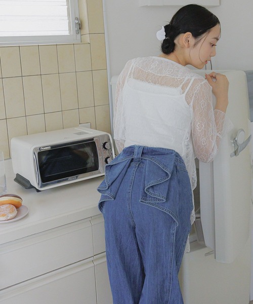 3.3 Field Trip （3.3フィールドトリップ）の「3.3 Field Trip／バックリボンデニムパンツ（デニムパンツ・レディース・ブラック/ブルー・SMALL）」の19枚目の写真