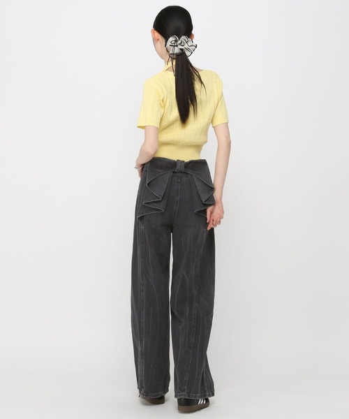 3.3 Field Trip （3.3フィールドトリップ）の「3.3 Field Trip／バックリボンデニムパンツ（デニムパンツ・レディース・ブラック/ブルー・SMALL）」の13枚目の写真