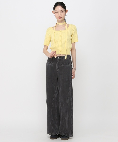 3.3 Field Trip （3.3フィールドトリップ）の「3.3 Field Trip／バックリボンデニムパンツ（デニムパンツ・レディース・ブラック/ブルー・SMALL）」の12枚目の写真