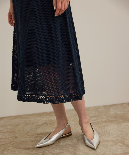 ROPE'（ロペ）の「クロシェニットワンピース/洗える（ワンピース・レディース・ホワイト/ネイビー・FREE）」の6枚目の写真