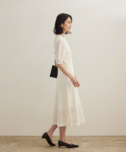 ROPE'（ロペ）の「クロシェニットワンピース/洗える（ワンピース・レディース・ホワイト/ネイビー・FREE）」の7枚目の写真