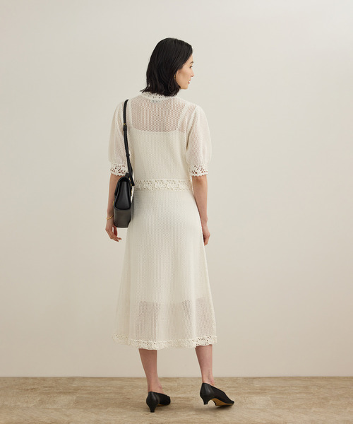 ROPE'（ロペ）の「クロシェニットワンピース/洗える（ワンピース・レディース・ホワイト/ネイビー・FREE）」の9枚目の写真