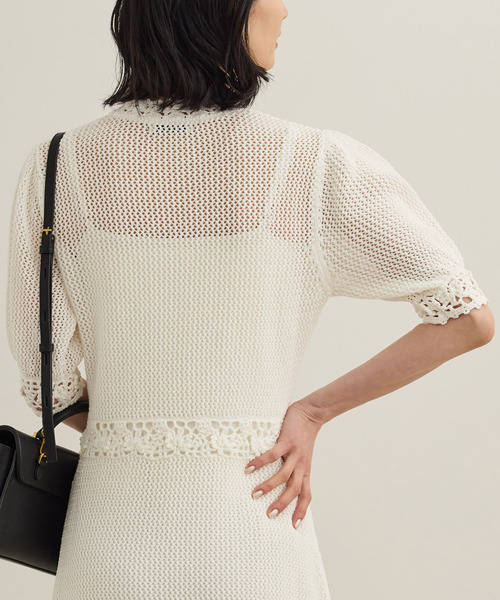 ROPE'（ロペ）の「クロシェニットワンピース/洗える（ワンピース・レディース・ホワイト/ネイビー・FREE）」の10枚目の写真