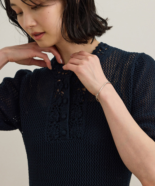 ROPE'（ロペ）の「クロシェニットワンピース/洗える（ワンピース・レディース・ホワイト/ネイビー・FREE）」の11枚目の写真