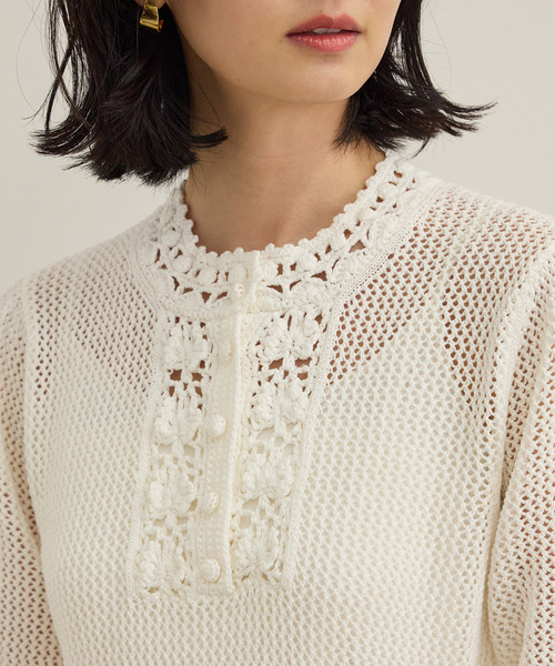 ROPE'（ロペ）の「クロシェニットワンピース/洗える（ワンピース・レディース・ホワイト/ネイビー・FREE）」の15枚目の写真