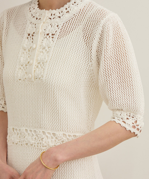 ROPE'（ロペ）の「クロシェニットワンピース/洗える（ワンピース・レディース・ホワイト/ネイビー・FREE）」の16枚目の写真