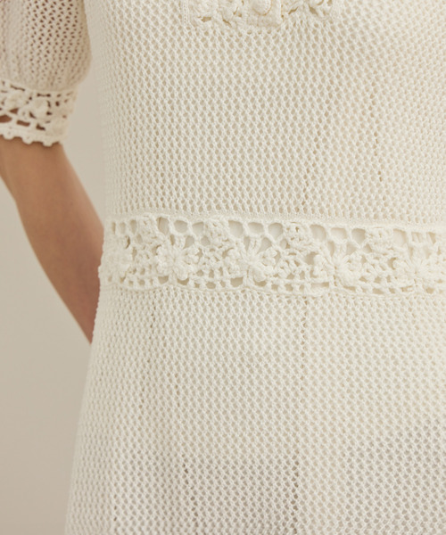 ROPE'（ロペ）の「クロシェニットワンピース/洗える（ワンピース・レディース・ホワイト/ネイビー・FREE）」の17枚目の写真