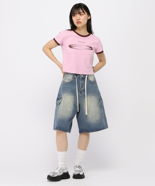 3.3 Field Trip （3.3フィールドトリップ）の「3.3 Field Trip／ロープハーフデニムパンツ（デニムパンツ・レディース・ブラック/ブルー・MEDIUM）」の6枚目の写真