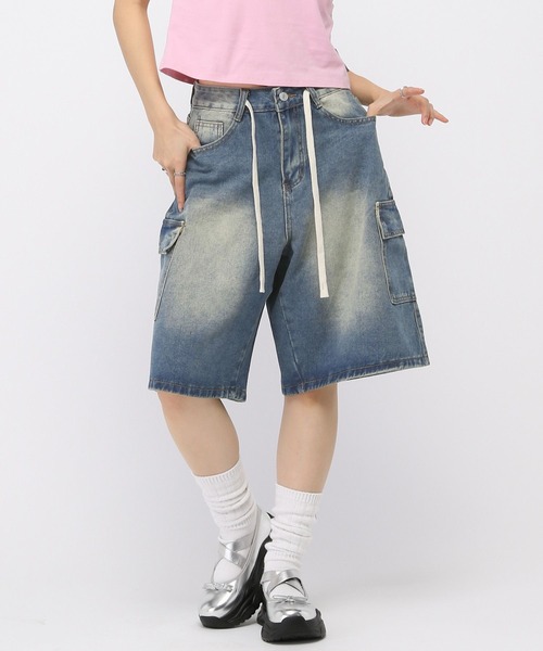 3.3 Field Trip （3.3フィールドトリップ）の「3.3 Field Trip／ロープハーフデニムパンツ（デニムパンツ・レディース・ブラック/ブルー・MEDIUM）」の9枚目の写真