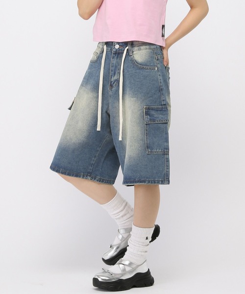 3.3 Field Trip （3.3フィールドトリップ）の「3.3 Field Trip／ロープハーフデニムパンツ（デニムパンツ・レディース・ブラック/ブルー・MEDIUM）」の10枚目の写真