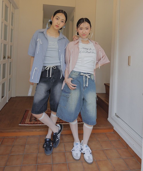 3.3 Field Trip （3.3フィールドトリップ）の「3.3 Field Trip／ロープハーフデニムパンツ（デニムパンツ・レディース・ブラック/ブルー・MEDIUM）」の11枚目の写真