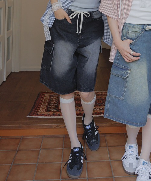 3.3 Field Trip （3.3フィールドトリップ）の「3.3 Field Trip／ロープハーフデニムパンツ（デニムパンツ・レディース・ブラック/ブルー・MEDIUM）」の3枚目の写真