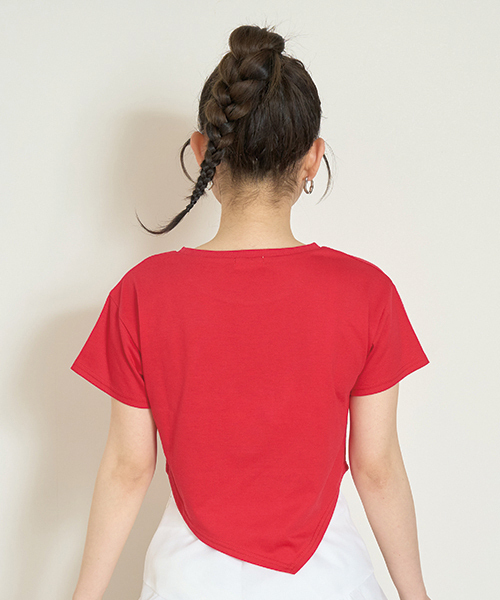 Mi-je(ミジェ)の「ケーキモチーフ半袖Tシャツ【韓国ファッション】(Tシャツ/カットソー・レディース・レッド/クリーム・F)」の4枚目の写真