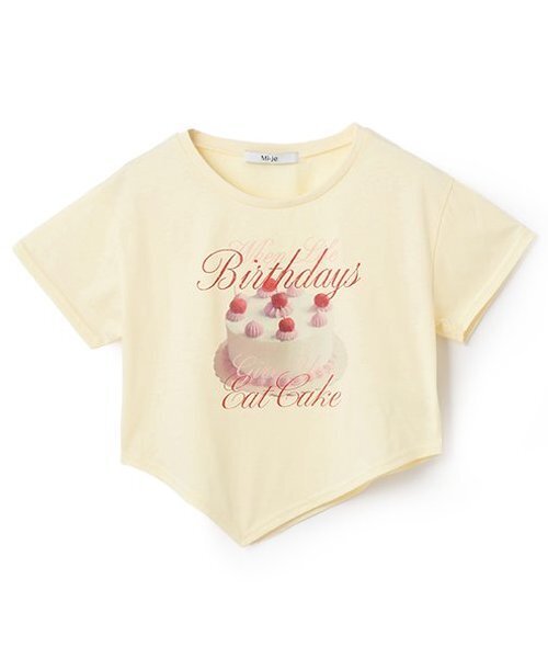 Mi-je(ミジェ)の「ケーキモチーフ半袖Tシャツ【韓国ファッション】(Tシャツ/カットソー・レディース・レッド/クリーム・F)」の6枚目の写真