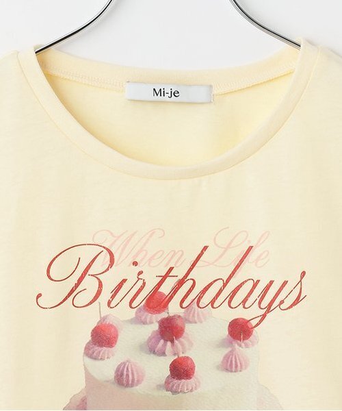 Mi-je(ミジェ)の「ケーキモチーフ半袖Tシャツ【韓国ファッション】(Tシャツ/カットソー・レディース・レッド/クリーム・F)」の8枚目の写真