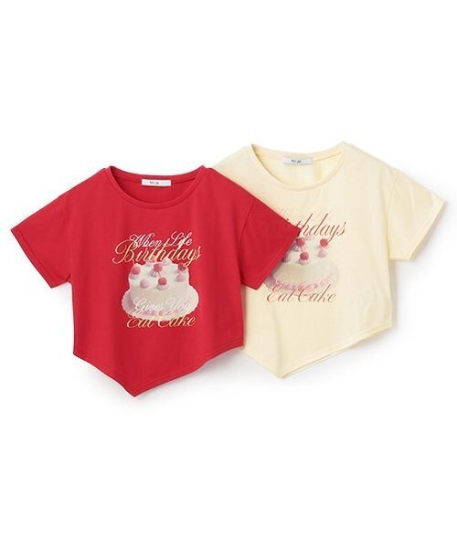 Mi-je(ミジェ)の「ケーキモチーフ半袖Tシャツ【韓国ファッション】(Tシャツ/カットソー・レディース・レッド/クリーム・F)」の13枚目の写真