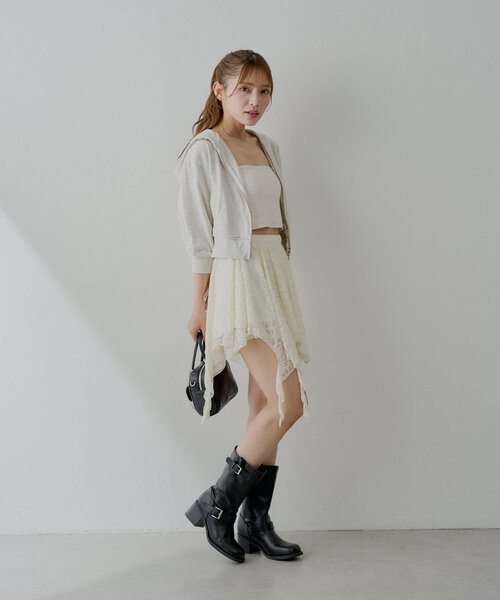 ミコタヒチ アシメトリースカート mico tahiti Olive Tropical Square Neck Smocked Bodice Midi Dress